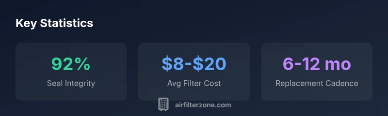 Stat infographic showing seal integrity, cost, and replacement cadence for 20 x 25 x 4 Honeywell air filters