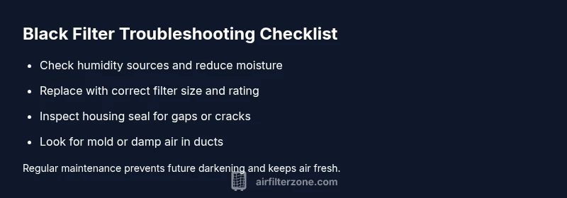 Checklist infographic for diagnosing black air filters