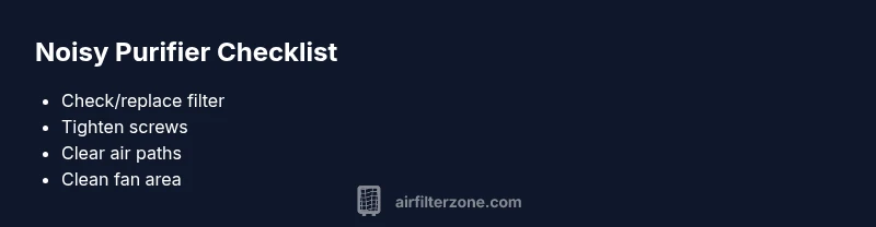 Checklist infographic for quieting a loud air purifier