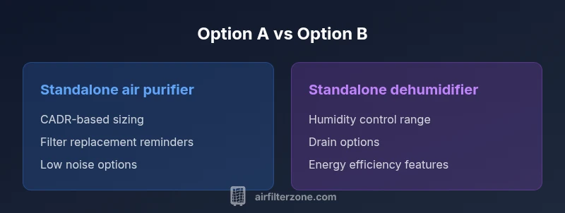 Infographic comparing air purifier vs dehumidifier