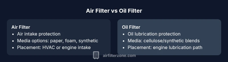 Comparison of air filter vs oil filter with key features