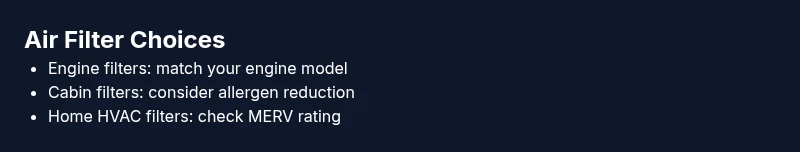 Infographic showing AutoZone air filter options and buying tips