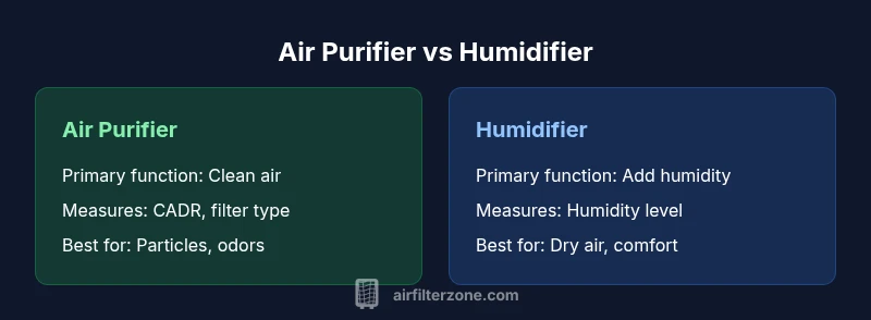 Infographic comparing air purifier and humidifier