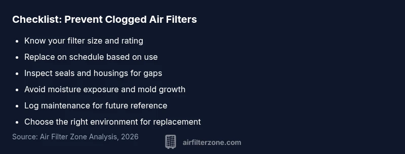 Checklist infographic showing how to prevent clogged air filters