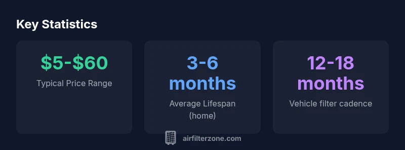 Infographic showing air filter price ranges and lifespans