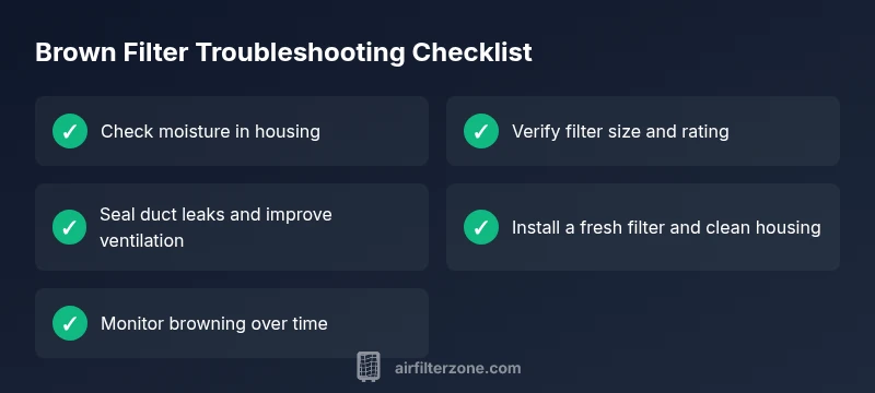 Checklist infographic for brown air filter troubleshooting