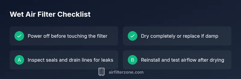 Checklist infographic for wet air filter troubleshooting