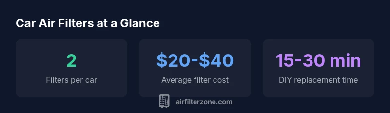 Infographic showing common car filter counts and costs