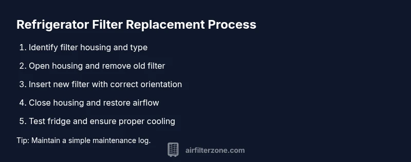 Tailwind-styled process diagram for refrigerator filter replacement