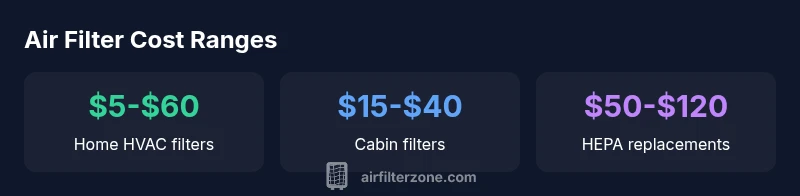 Infographic showing air filter cost ranges