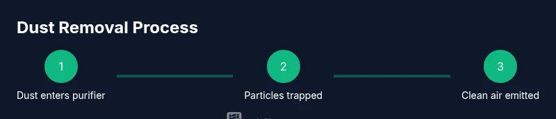 Three-step process of dust removal by air purifier